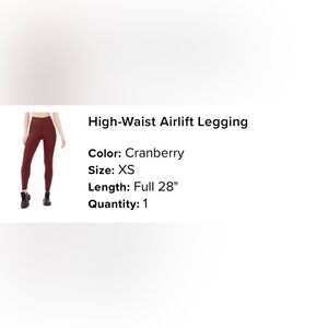 ALO Yoga Cranberry High-Waist Airlift Leggings
